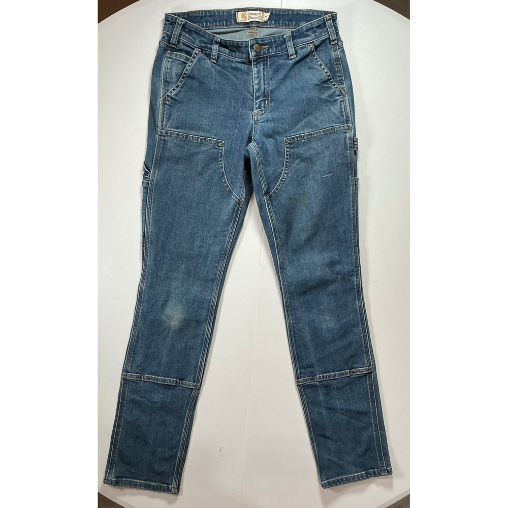 Carhartt Double Knee Front Utility Jeans Women 4 Tall Straight Leg Workwear